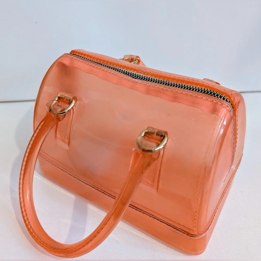 Jelly Handbag with Gold Chain Peach - Picture 6 of 9